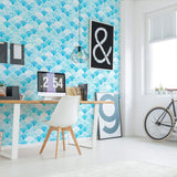 Blue and White Circles Geometric Peel and Stick Removable Wallpaper