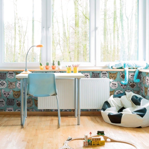 Blue and Grey Animals Children Peel and Stick Removable Wallpaper