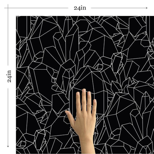 Black and White Crystal Geometric Peel and Stick Removable Wallpaper