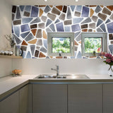 Blue and Yellow Faux Stone Texture Peel and Stick Removable Wallpaper