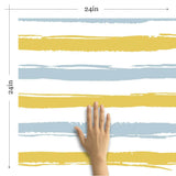 Blue and Yellow Striped Peel and Stick Removable Wallpaper