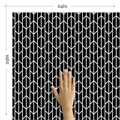 Black Pattern Geometric Peel and Stick Removable Wallpaper