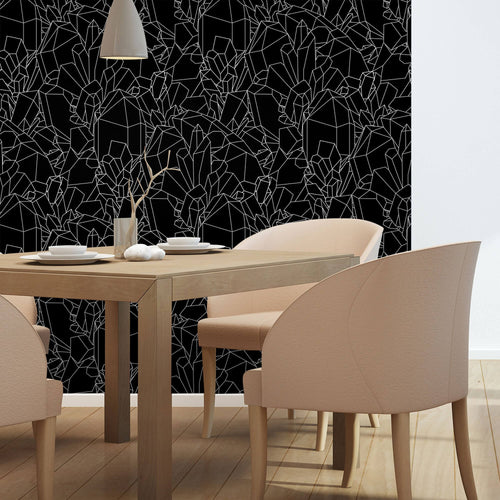 Black and White Crystal Geometric Peel and Stick Removable Wallpaper