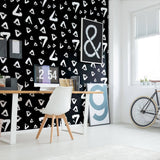 Black Pattern Teens Peel and Stick Removable Wallpaper