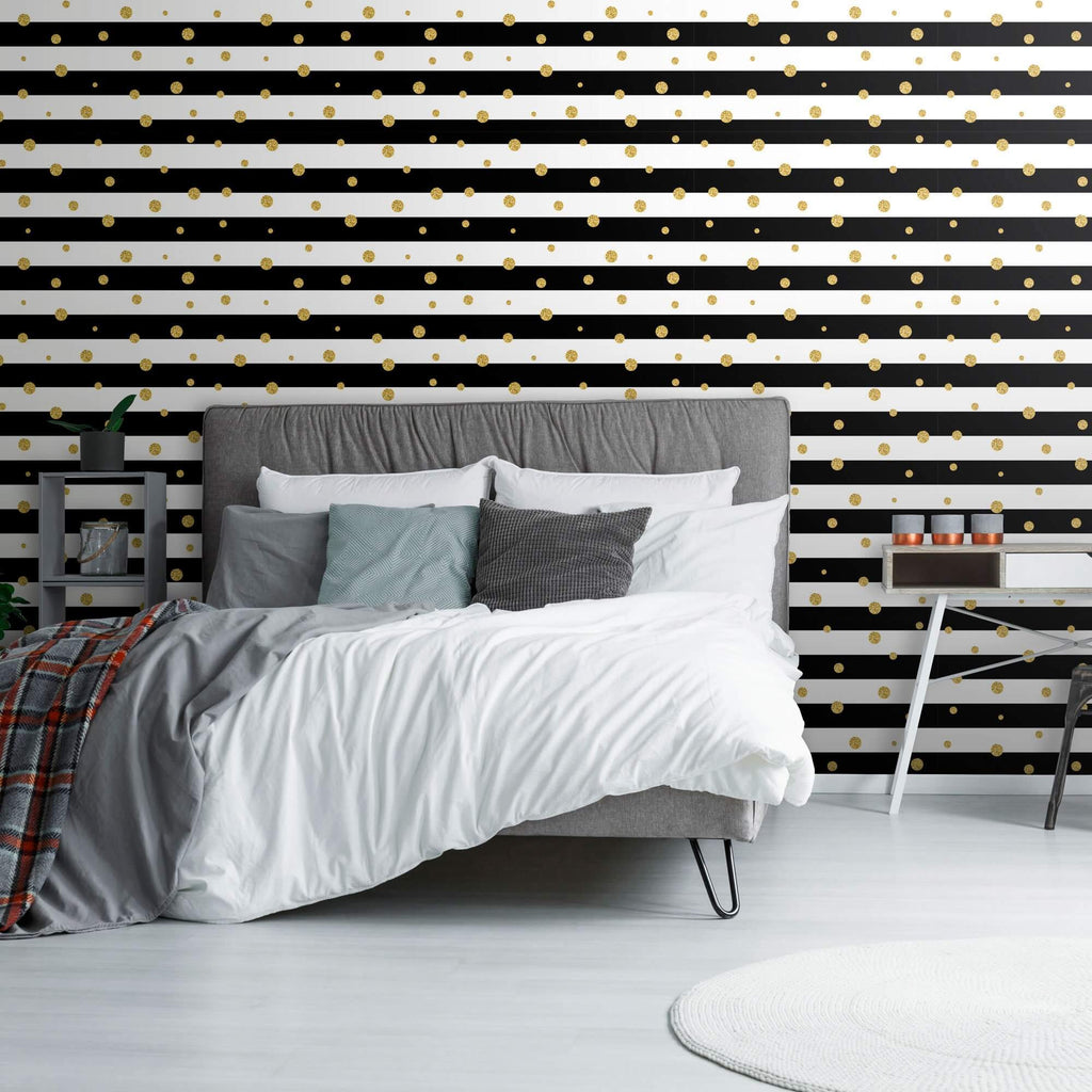 Peel and Stick Wallpaper45500cm Geometric Wallpaper Gold and Black Paper  Gold Black Textured