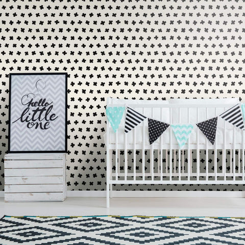 Black Geometric Basic Peel and Stick Removable Wallpaper