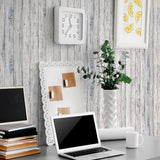Blue and Green Faux Wood Peel and Stick Removable Wallpaper