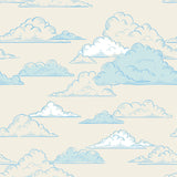 Blue and White Clouds Children Peel and Stick Removable Wallpaper