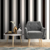 Black Striped Peel and Stick Removable Wallpaper