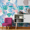 Blue and Pink Floral Floral Peel and Stick Removable Wallpaper