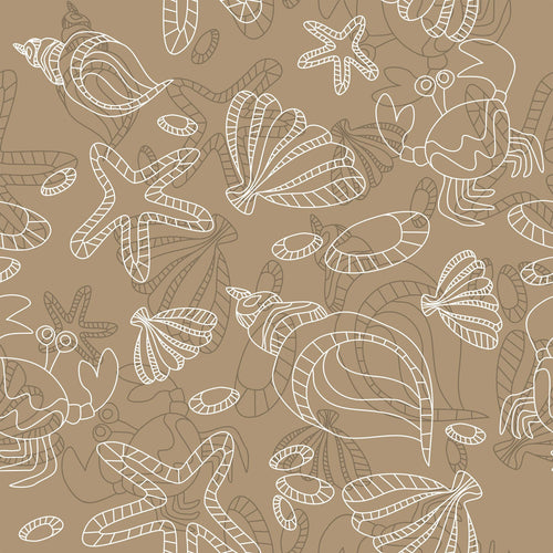 Beige and White Fish Nautical Peel and Stick Removable Wallpaper