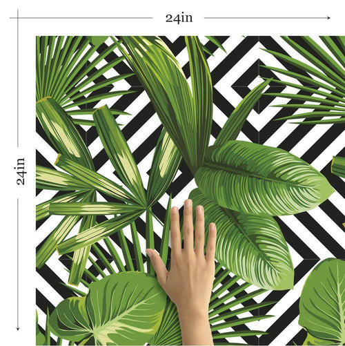 Black and Green Trellis Floral Peel and Stick Removable Wallpaper