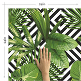 Black and Green Trellis Floral Peel and Stick Removable Wallpaper