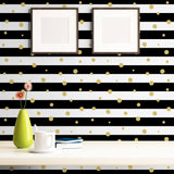 Black and Gold Striped Peel and Stick Removable Wallpaper