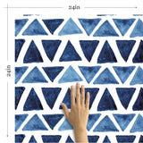 Blue and White Triangles Geometric Peel and Stick Removable Wallpaper