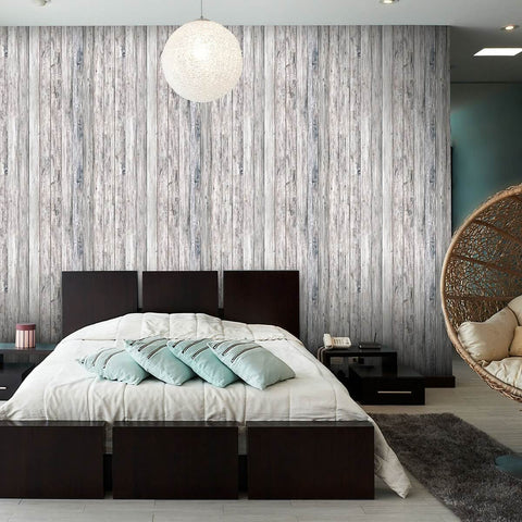 Blue and Green Faux Wood Peel and Stick Removable Wallpaper