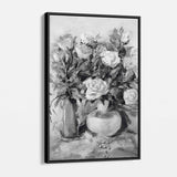 Grey Abstract Roses Wall Art Canvas 4091