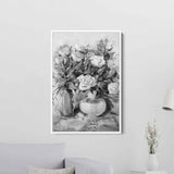 Grey Abstract Roses Wall Art Canvas 4091