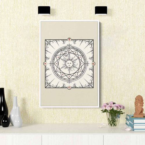 Beige Alchemy Magic Circle Wall Art Canvas 9914
