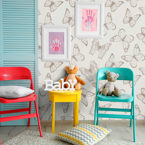 Tan Botanical Animal Removable Wallpaper 7507| Walls By Me