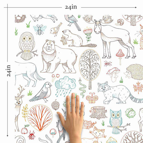 It’s the cutest welcome party ever, and it’s come straight from the jungle and into your baby’s room! This adorable peel and stick wallpaper features a myriad of animals and birds as line drawings on a white background. Assorted botanical elements appear in between, enriching the composition and turning it into a work of art.