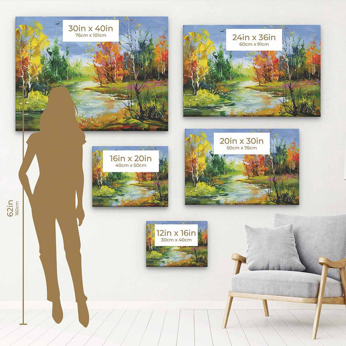 Multi Color Autumn River Wall Art Canvas 2590