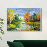 Multi Color Autumn River Wall Art Canvas 2590