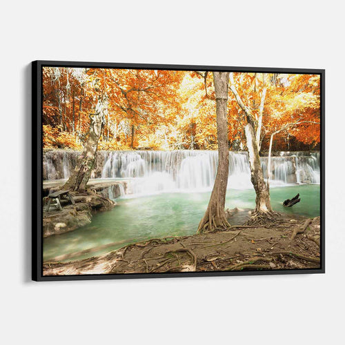 Orange Autumn Waterfall Wall Art Canvas 2100