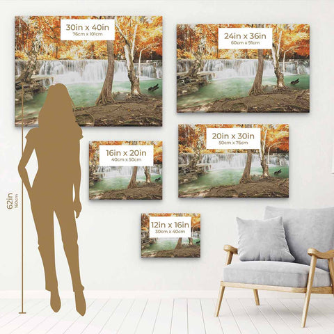 Orange Autumn Waterfall Wall Art Canvas 2100