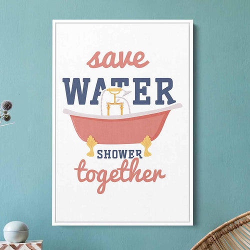 White Bathroom Shower Wall Art Canvas 2582