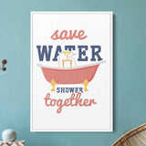White Bathroom Shower Wall Art Canvas 2582