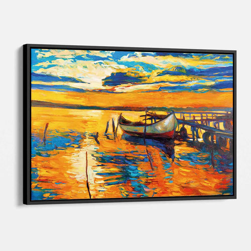 Orange Boat at Sunset Wall Art Canvas 4096