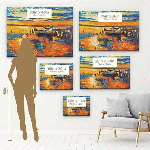 Orange Boat at Sunset Wall Art Canvas 4096