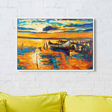 Orange Boat at Sunset Wall Art Canvas 4096