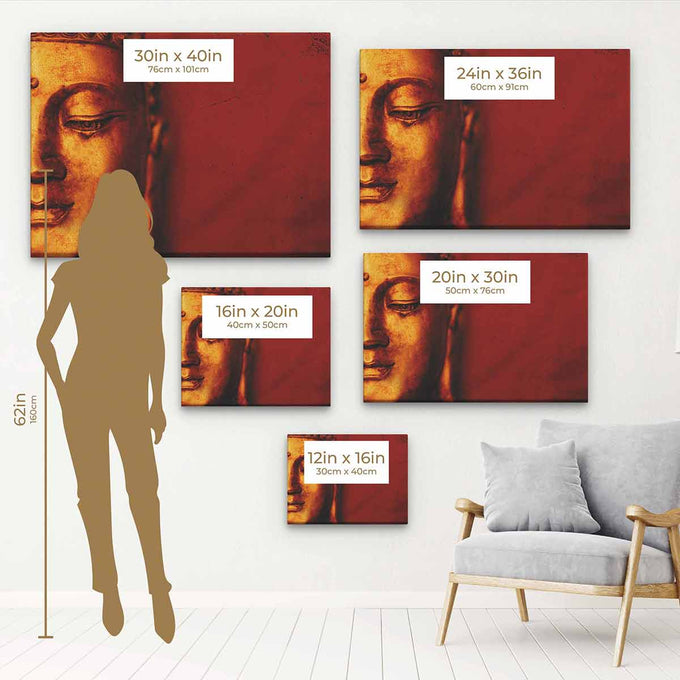 Red Buddha Face Wall Art Canvas 8285