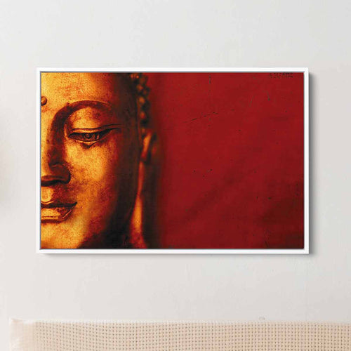 Red Buddha Face Wall Art Canvas 8285