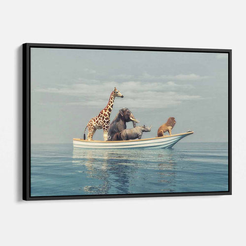 Blue Canoe Animals Wall Art Canvas 0108