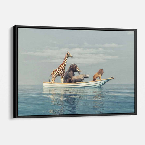 Blue Canoe Animals Wall Art Canvas 0108