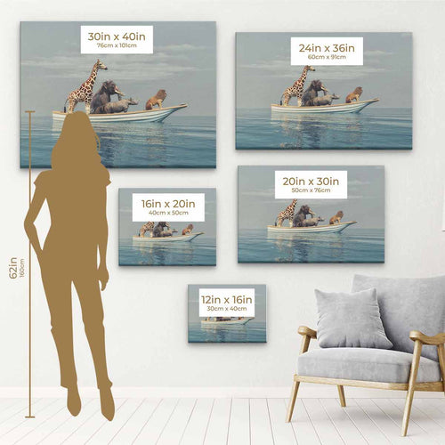 Blue Canoe Animals Wall Art Canvas 0108