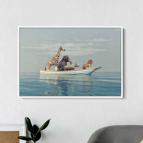 Blue Canoe Animals Wall Art Canvas 0108