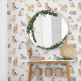 Cuteness, quirks, effortless elegance – it’s hard to pick a favorite reason to love your cat! This unique peel and stick wallpaper celebrates all kinds of feline fabulousness. From adorable munchkins to elegant Siamese cats, find them all in this beautiful print that carries oodles of whimsy and a touch of vintage charm.