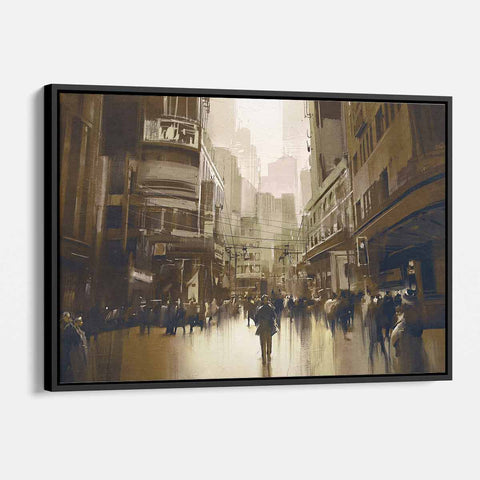 Brown City Street Wall Art Canvas 4956