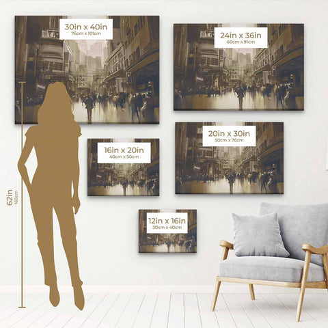 Brown City Street Wall Art Canvas 4956