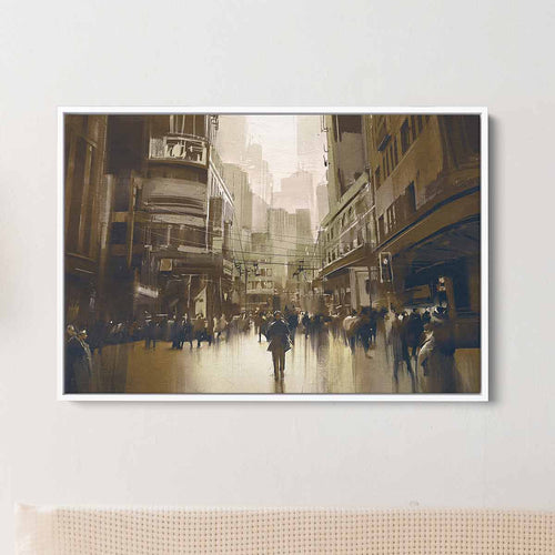 Brown City Street Wall Art Canvas 4956