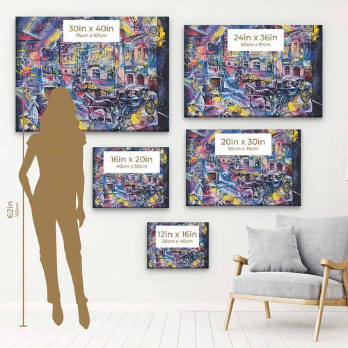 Blue City at Night Wall Art Canvas 2374