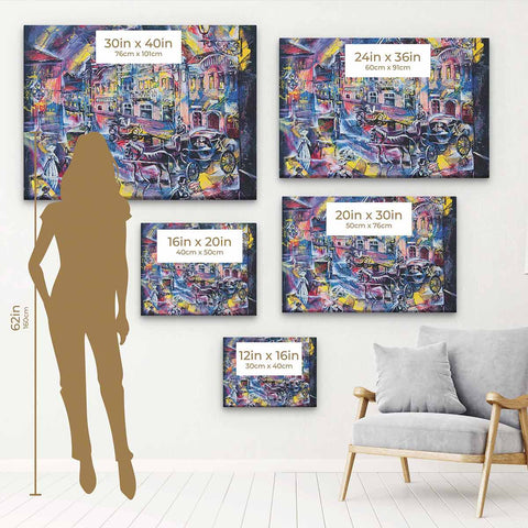 Blue City at Night Wall Art Canvas 2374