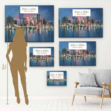 Blue Coastal City at Night Wall Art Canvas 2566
