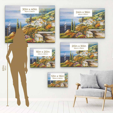 Multi Color Coastal Village Wall Art Canvas 0290