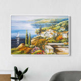 Multi Color Coastal Village Wall Art Canvas 0290