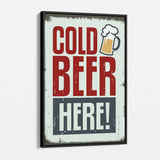 Red Cold Beer Here Wall Art Canvas 1105